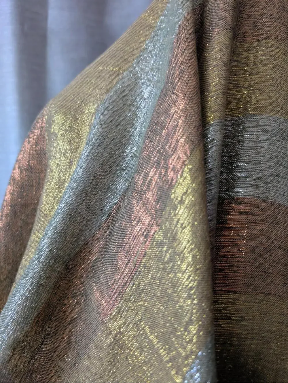 Gold Silver Bronze Metallic Wide Scarf
